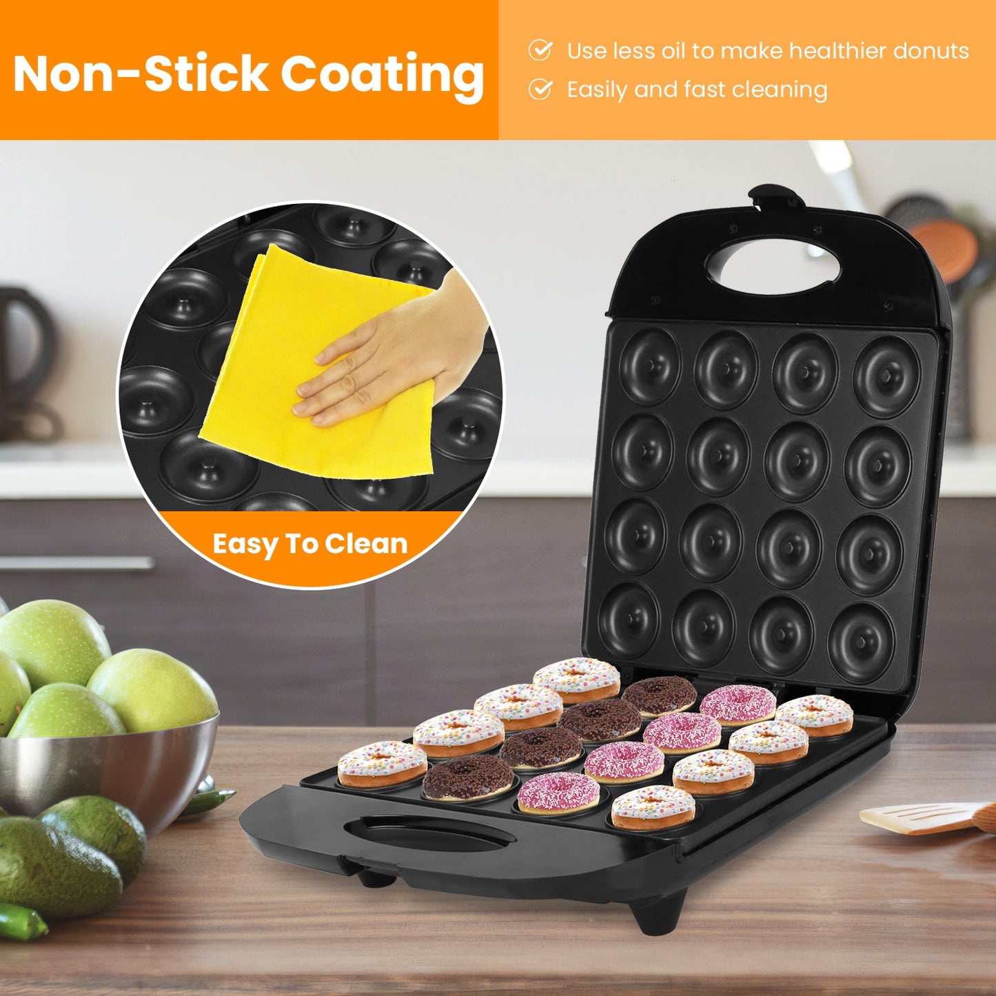 16-Hole Mini Donut Maker – Fresh Donuts in Minutes