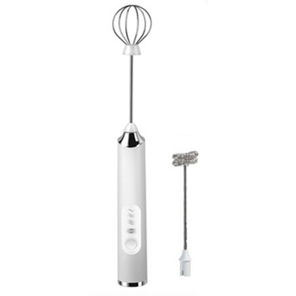 Handheld Electric Milk Frother & Egg Beater – USB Rechargeable Mini Whisk (Stainless Steel)
