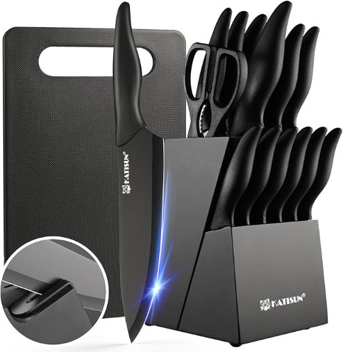 Premium 16-Piece Kitchen Knife Set with Cutting Board