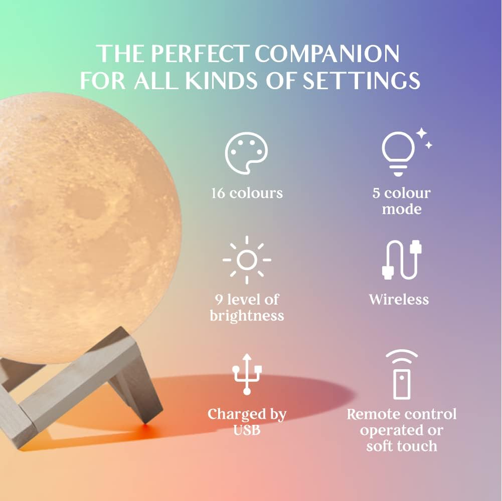 16-Color Lamp With Stand And Remote, Moon Lamp, LED Night Light With Dock, Creative Moon Light Uniq