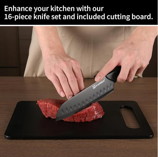 Premium 16-Piece Kitchen Knife Set with Cutting Board