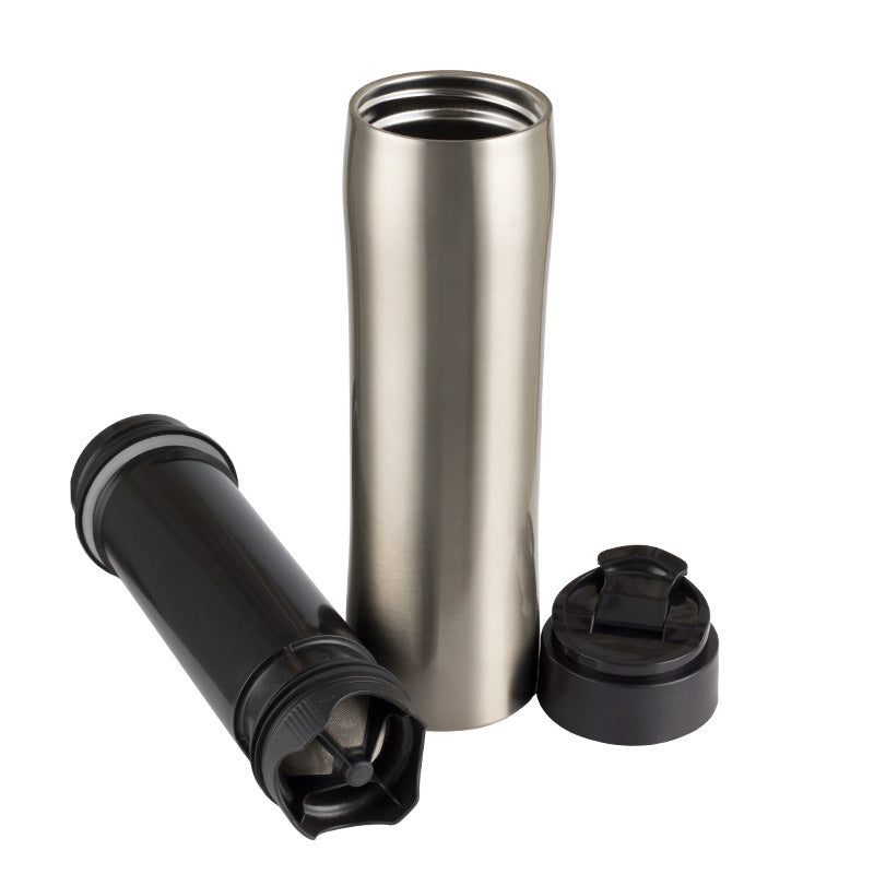 Portable French Press Travel Mug – 2-in-1 Coffee Maker & Insulated Thermos