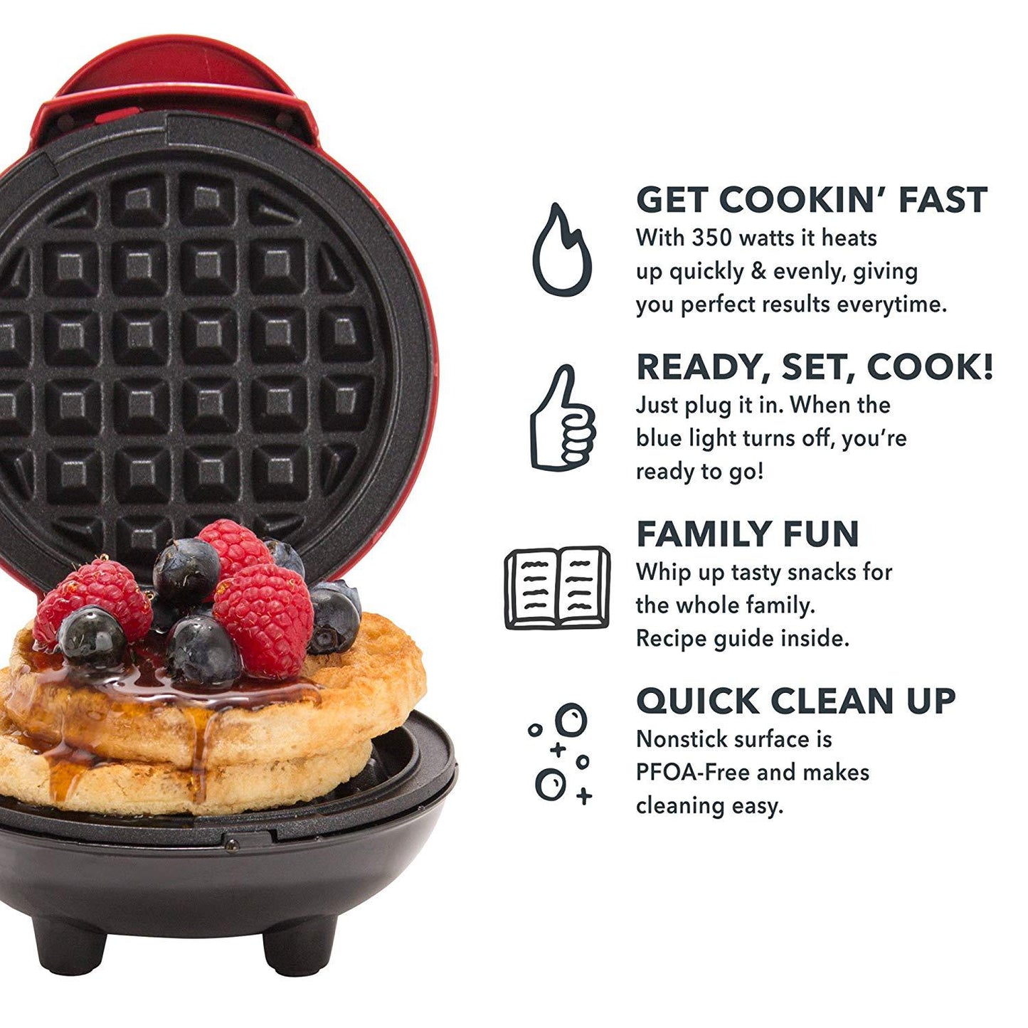 Mini Waffle Maker – Compact Non-Stick Breakfast Maker (350W, Portable Design)