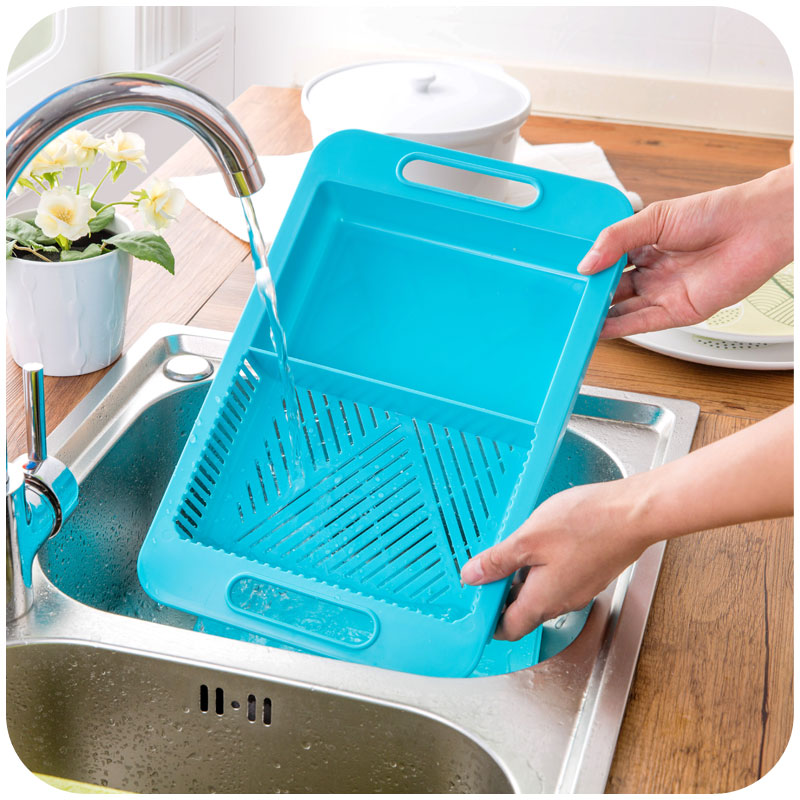 Multifunction Chopping Board with Drain Basket – 3-in-1 Kitchen Prep Station
