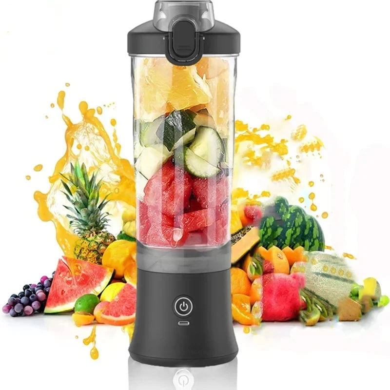 Portable Blender 600ML – USB Rechargeable Smoothie Maker with 6 Blades