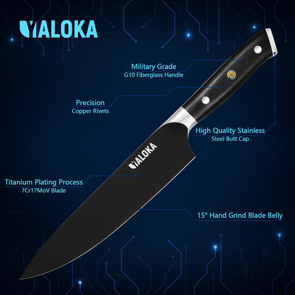 Premium Chef Knife (Black Titanium-Coated – G10 Handle)
