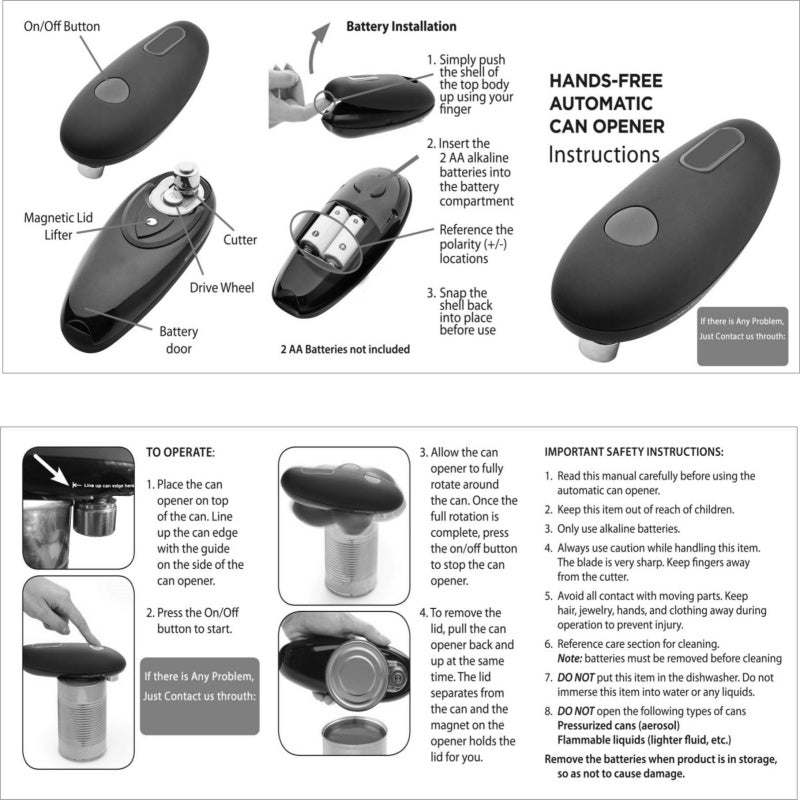 Electric Can Opener – Hands-Free Automatic Smooth Edge Opener (Battery Powered)
