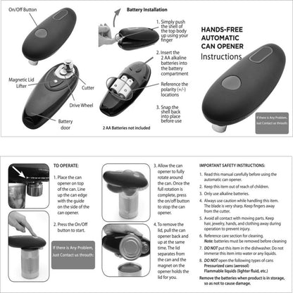 Electric Can Opener – Hands-Free Automatic Smooth Edge Opener (Battery Powered)
