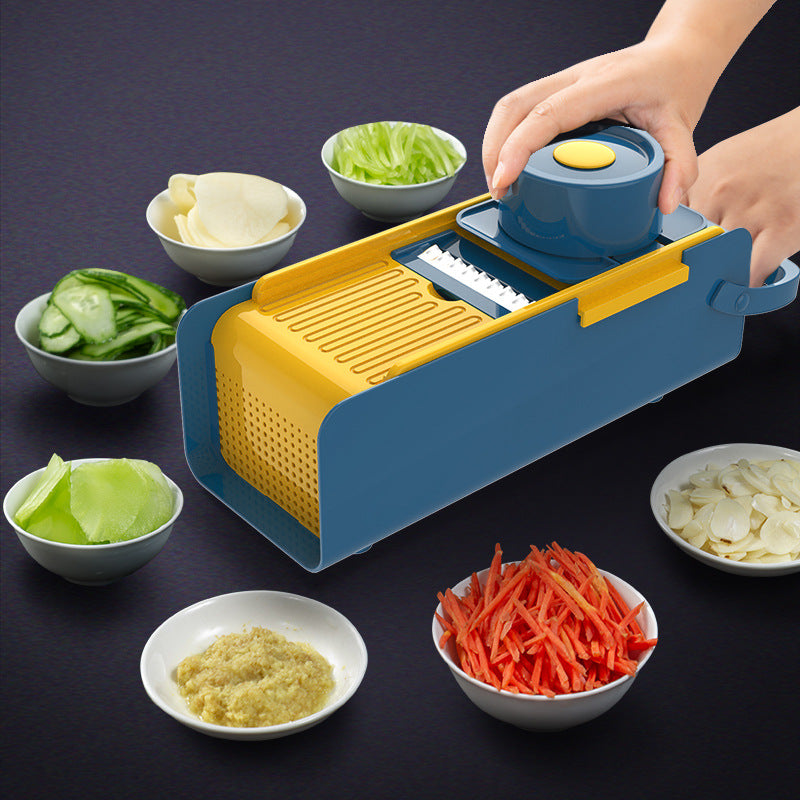 Manual Hand-Push Vegetable Chopper & Grater – Multi-Blade Kitchen Slicer (6-in-1)