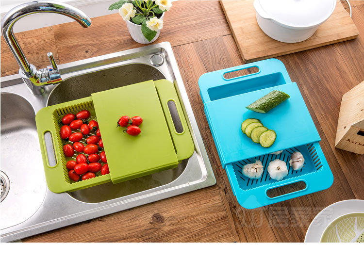 Multifunction Chopping Board with Drain Basket – 3-in-1 Kitchen Prep Station
