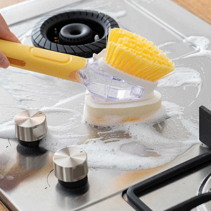 2-in-1 Automatic Dish Cleaning Brush – Liquid Dispensing Kitchen Scrubber