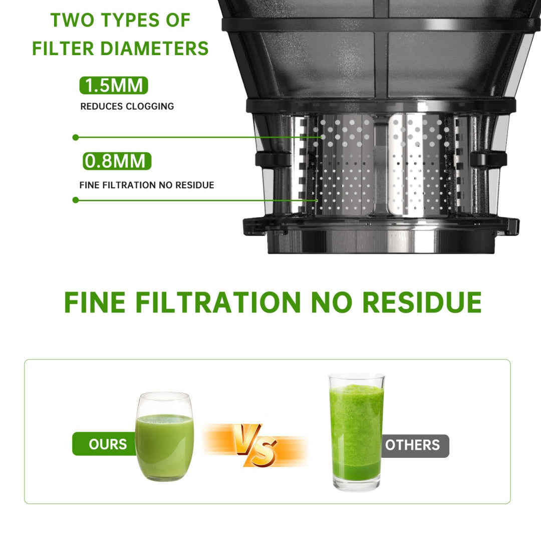 200W Slow Cold Press Juicer (Wide Feed, Safety Lock)