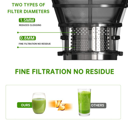200W Slow Cold Press Juicer (Wide Feed, Safety Lock)