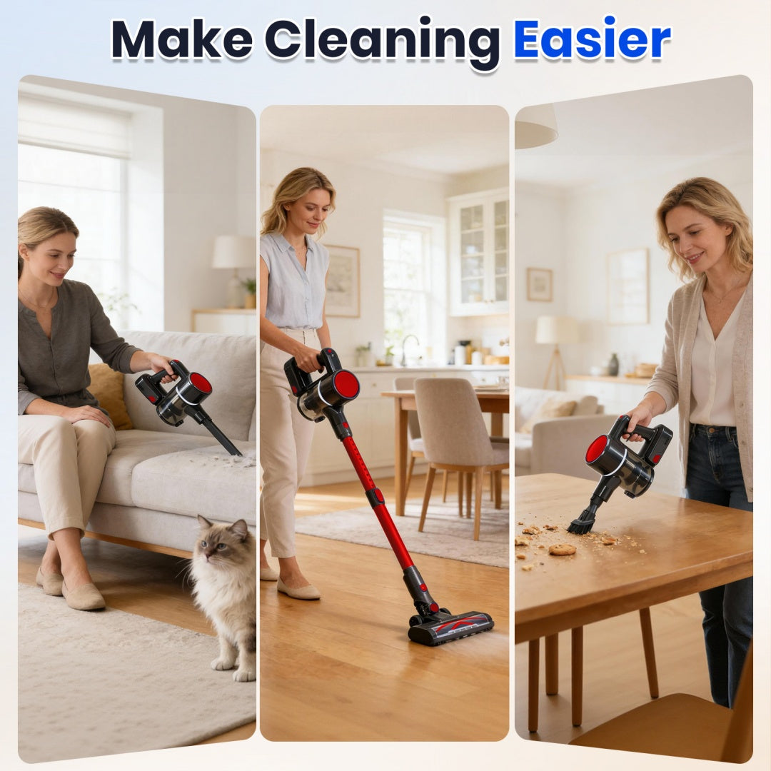Cordless 3-in-1 Power Vacuum Cleaner – Black & Red Edition