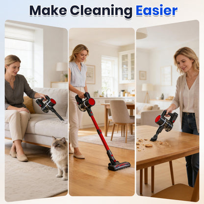Cordless 3-in-1 Power Vacuum Cleaner – Black & Red Edition