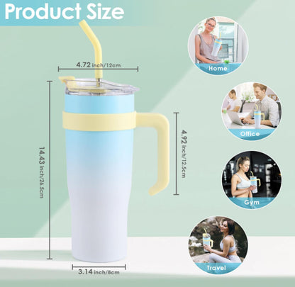 40oz Insulated Tumbler with Handle & Straw