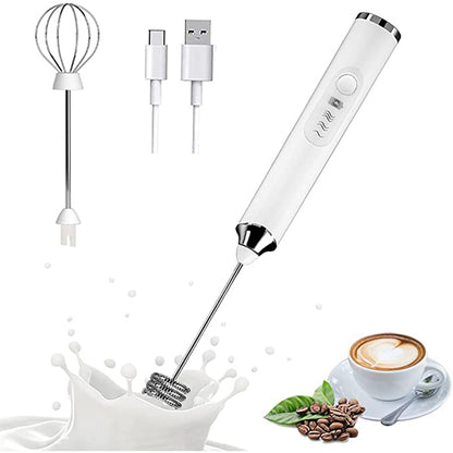 Handheld Electric Milk Frother & Egg Beater – USB Rechargeable Mini Whisk (Stainless Steel)