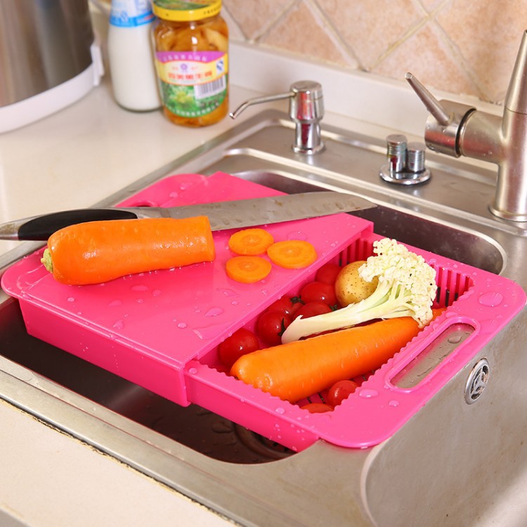 Multifunction Chopping Board with Drain Basket – 3-in-1 Kitchen Prep Station