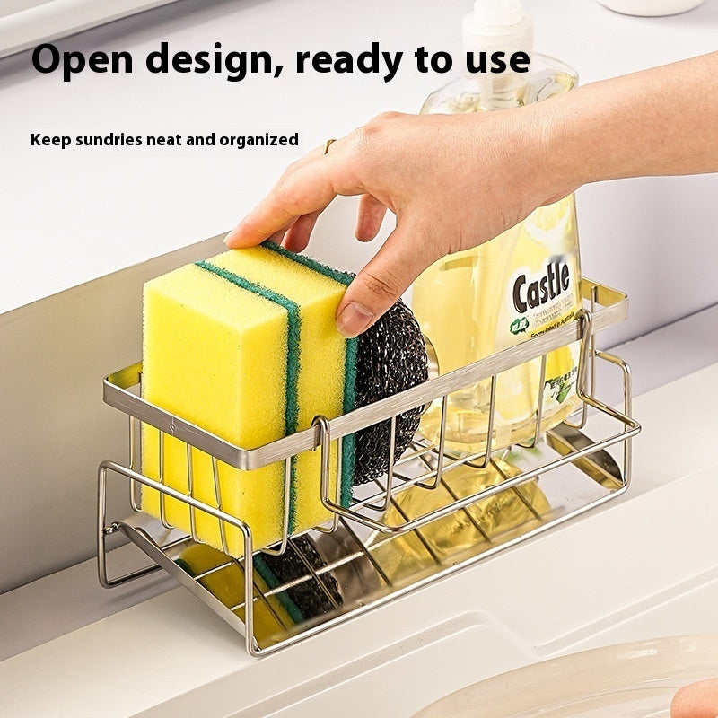No-Drill Stainless Steel Storage Rack – Modern Kitchen & Bathroom Organizer