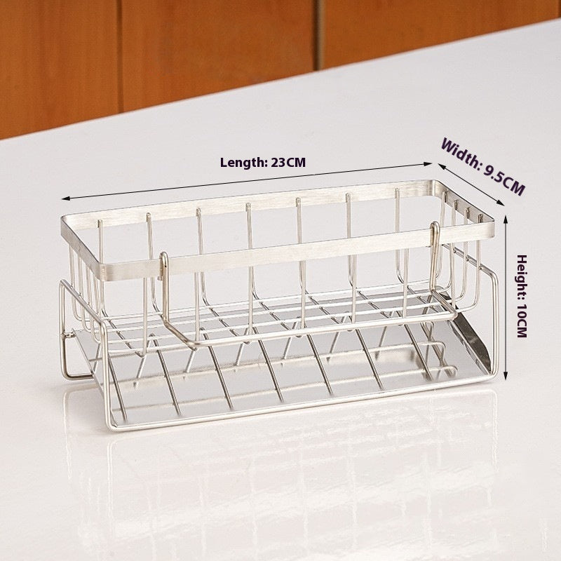 No-Drill Stainless Steel Storage Rack – Modern Kitchen & Bathroom Organizer