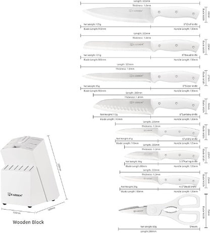 KATISUN 15-Piece Professional Kitchen Knife Set