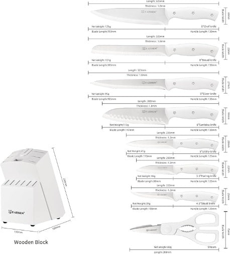 KATISUN 15-Piece Professional Kitchen Knife Set