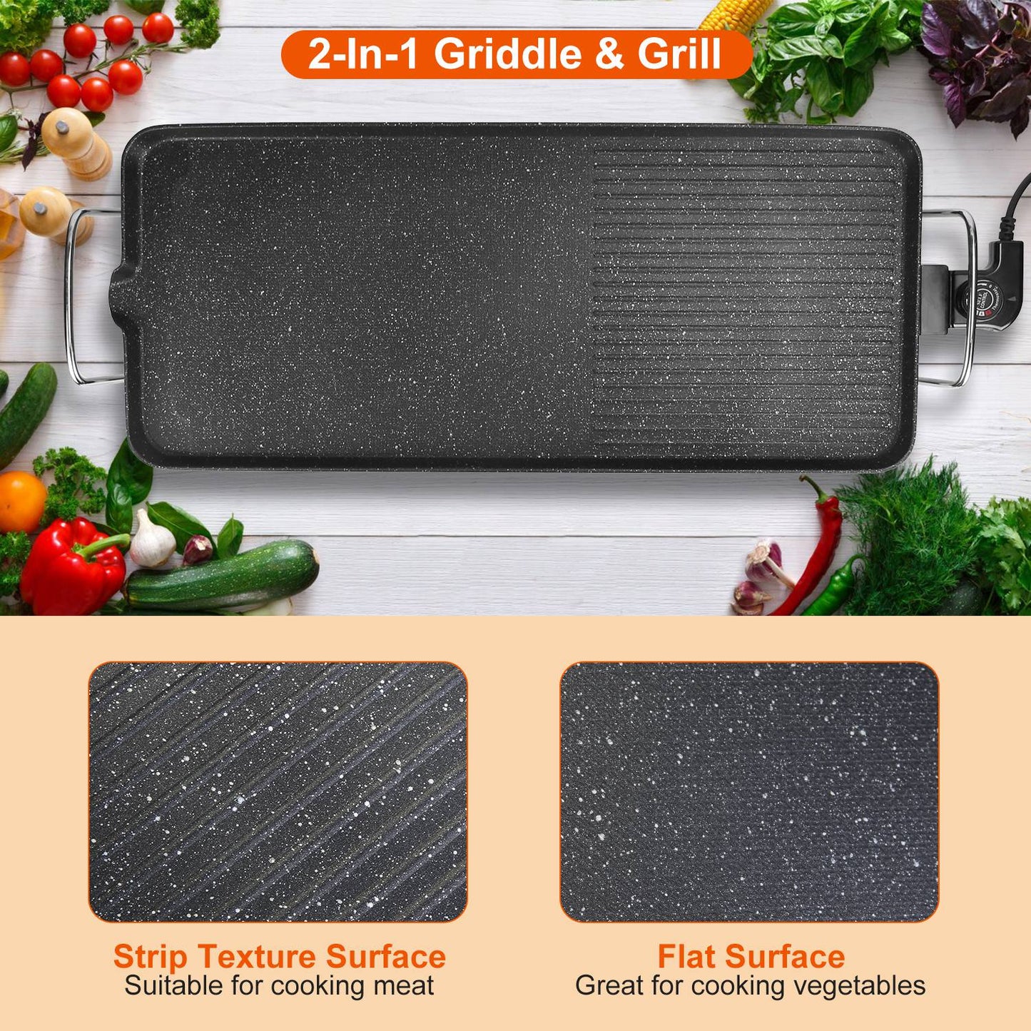 🔥 Electric BBQ Grill Griddle – 1500W Non-Stick Indoor/Outdoor Grill