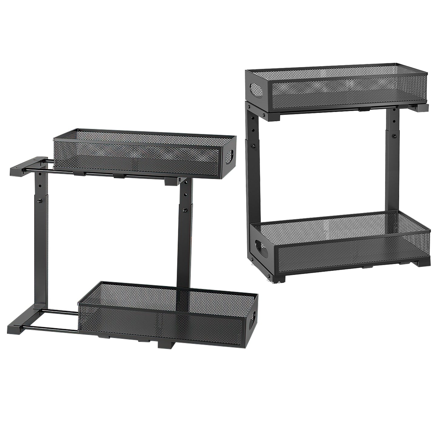 2-Tier Pull-Out Under Sink Organizer (2 Pack) – Adjustable Sliding Storage Rack for Kitchen & Bathroom
