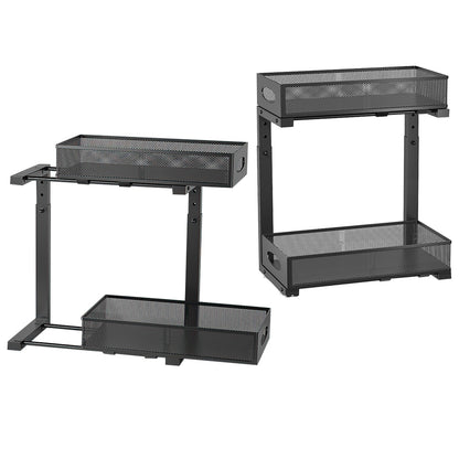 2-Tier Pull-Out Under Sink Organizer (2 Pack) – Adjustable Sliding Storage Rack for Kitchen & Bathroom