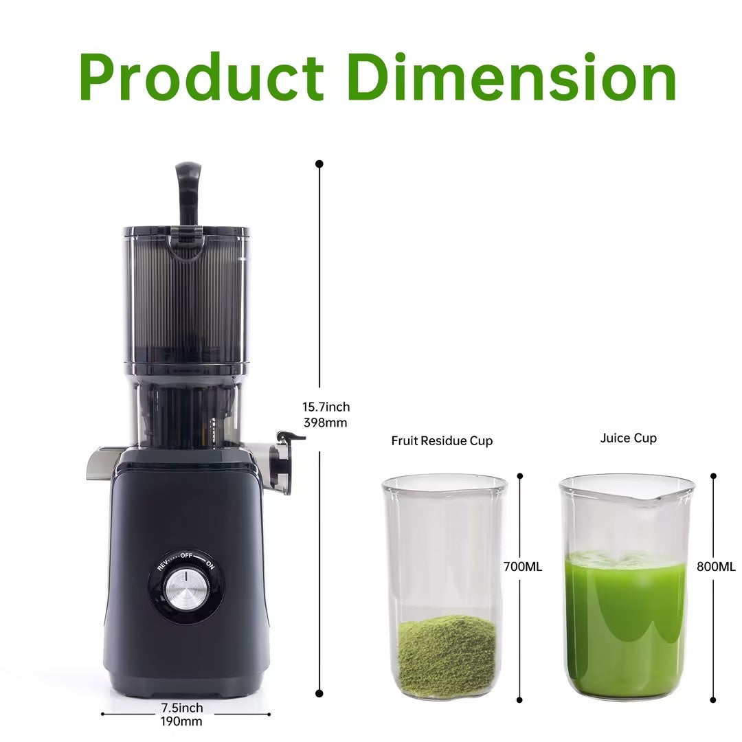 200W Slow Cold Press Juicer (Wide Feed, Safety Lock)