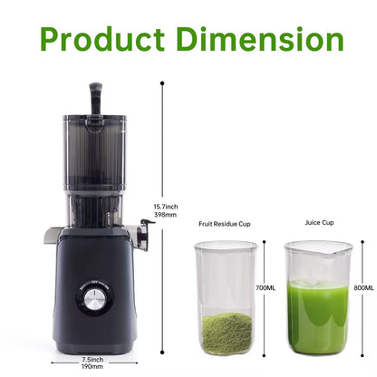 200W Slow Cold Press Juicer (Wide Feed, Safety Lock)