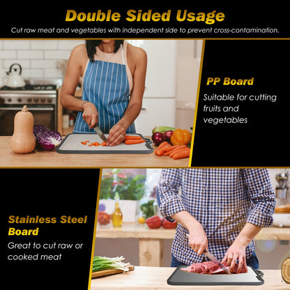 2-IN-1 Double-Sided Cutting Board (Stainless Steel + PP)