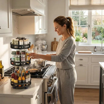 3-Tier Rotating Spice Rack – 360° Kitchen Organizer