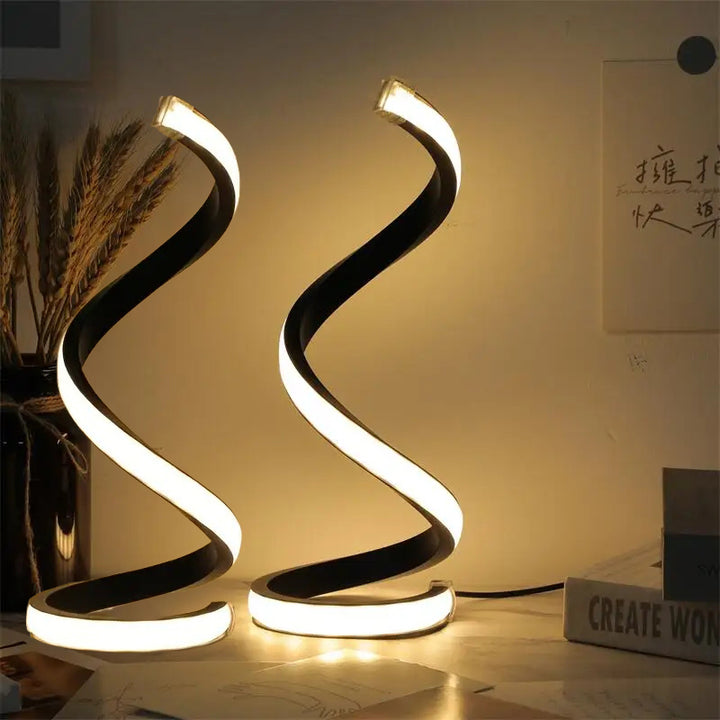 2PC Spiral LED Desk Lamp – Minimalist USB Table Lamps