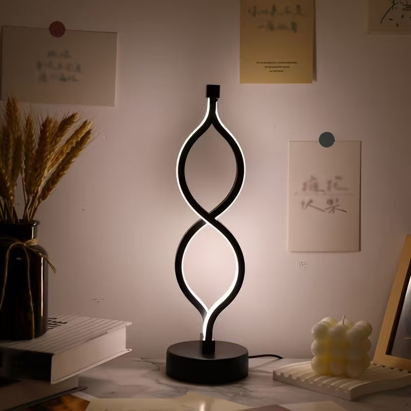 Modern Wave-Shaped USB Desk Lamp – 3 Color Dimmable