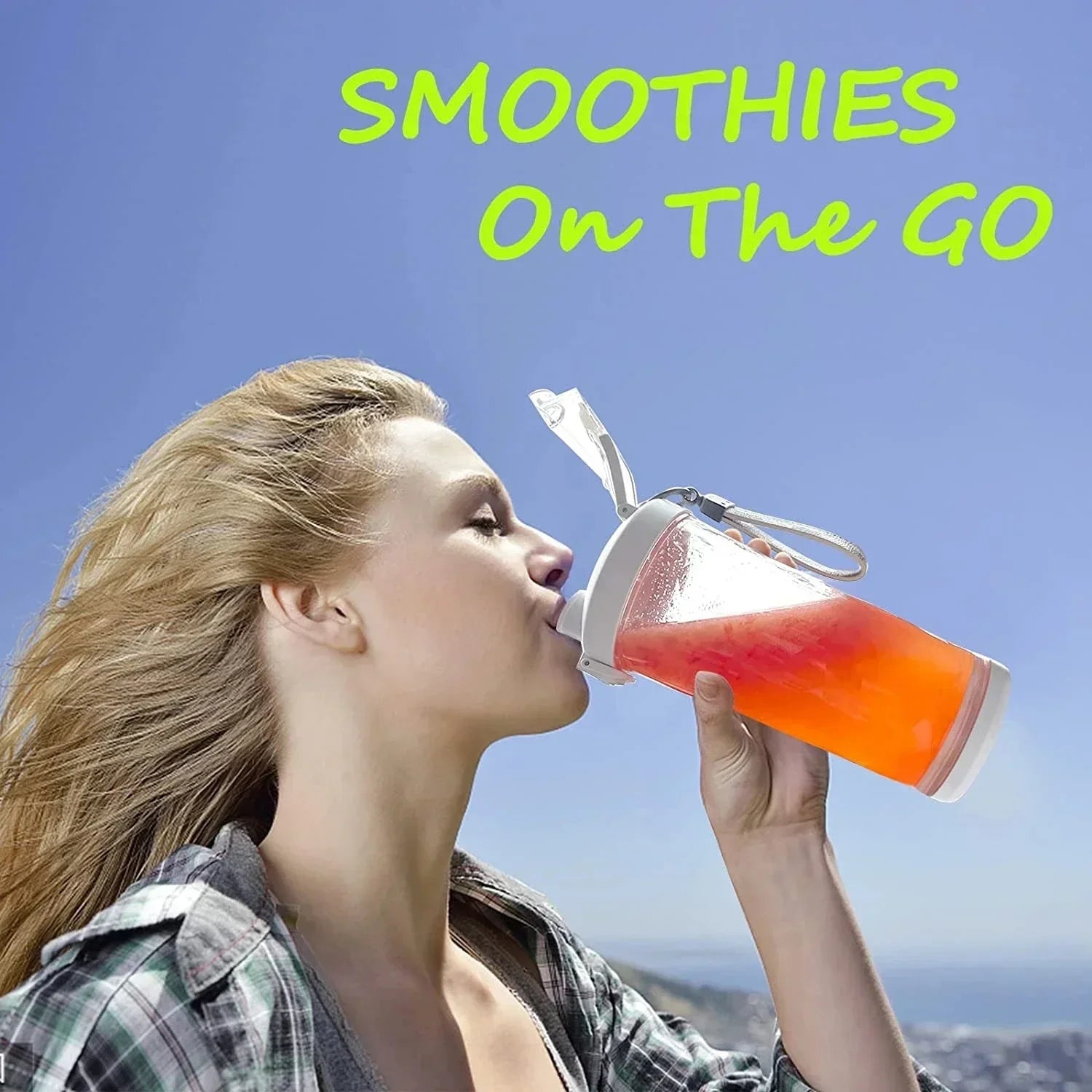 Portable Blender 600ML – USB Rechargeable Smoothie Maker with 6 Blades