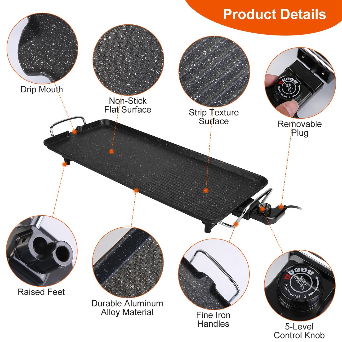 🔥 Electric BBQ Grill Griddle – 1500W Non-Stick Indoor/Outdoor Grill