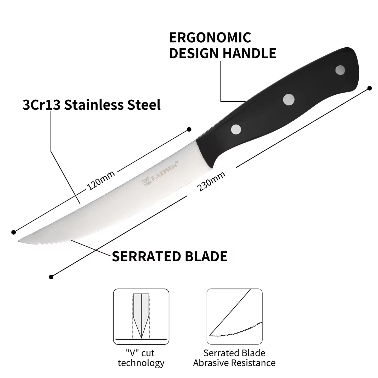 KATISUN 8-Piece Carbon Steel Knife Set