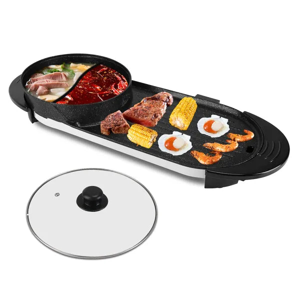 2-in-1 Electric Hot Pot + BBQ Grill (2200W Power)