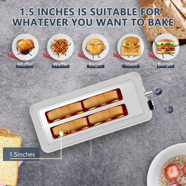 4-Slice Long Slot Toaster – Stainless Steel (Silver)
