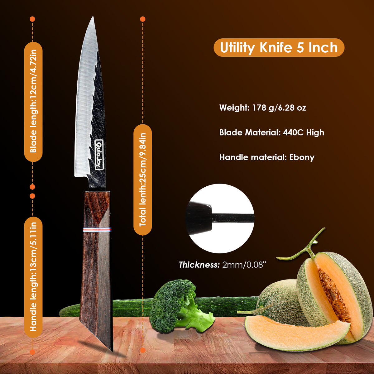 Qulajoy 8” Japanese Chef Knife (440C High Carbon Steel)