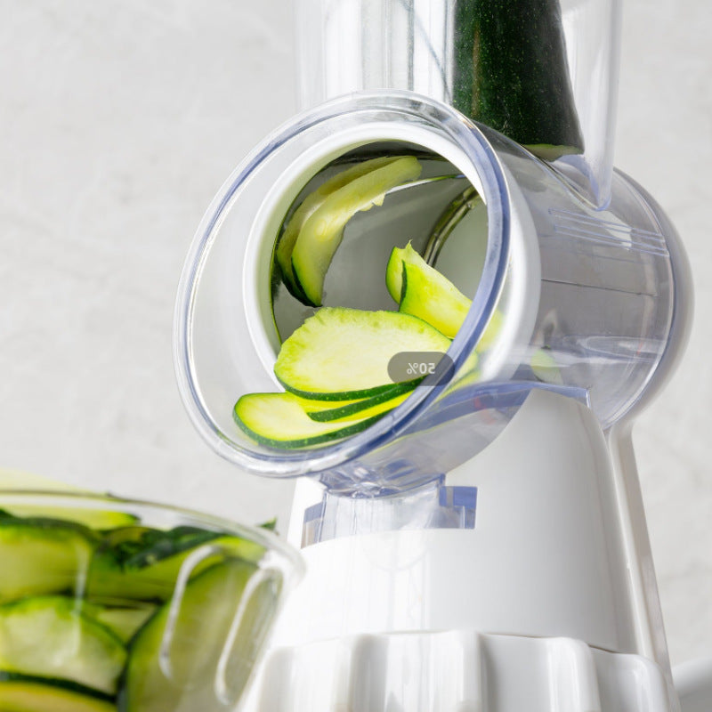 3-in-1 Rotary Vegetable Slicer – Manual Drum Cutter for Slicing, Shredding & Grating