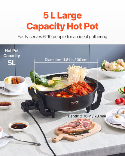 Dual-Sided Electric Hot Pot (5L Large Capacity)