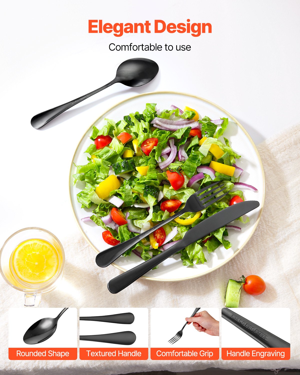 48-Piece Flatware Set (Modern Stainless Steel Dining Set)
