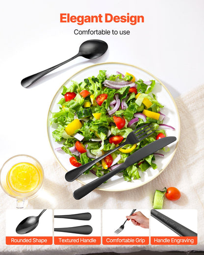 48-Piece Flatware Set (Modern Stainless Steel Dining Set)