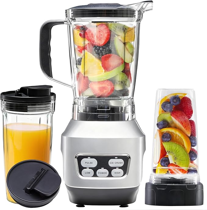 1200W High-Speed Blender with Travel Cup – 6-Blade Smoothie Maker (21,000 RPM)