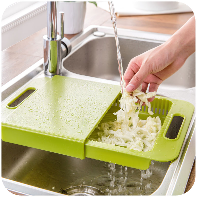 Multifunction Chopping Board with Drain Basket – 3-in-1 Kitchen Prep Station