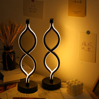 Modern Wave-Shaped USB Desk Lamp – 3 Color Dimmable