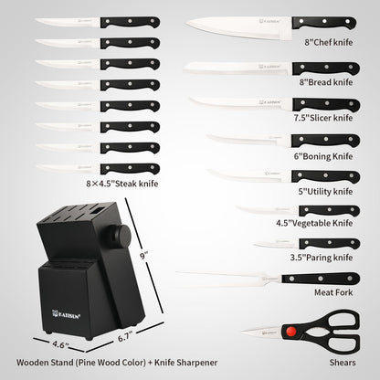 KATISUN 19-Piece Professional Kitchen Knife Set