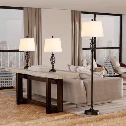 3-Piece Vintage Lamp Set – Elegant Lighting for Every Room